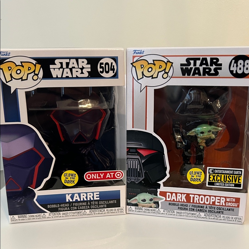 Funko Star Wars Karre and Dark Trooper Figures Glow in dark 488 504 NEW
